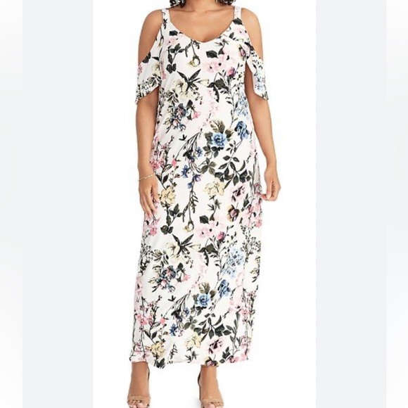 RACHEL Rachel Roy Dresses & Skirts - Rachel Roy Petal Combo Cold Shoulder Floral Maxi Dress Women size L NEW